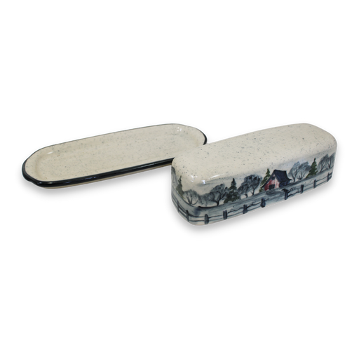 Backroads Pattern ~ Hand Decorated Covered Butter Dish