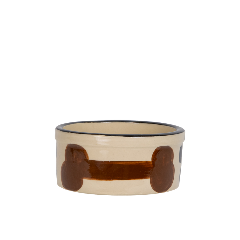 Small Hand-Painted Dog Bowl - side view