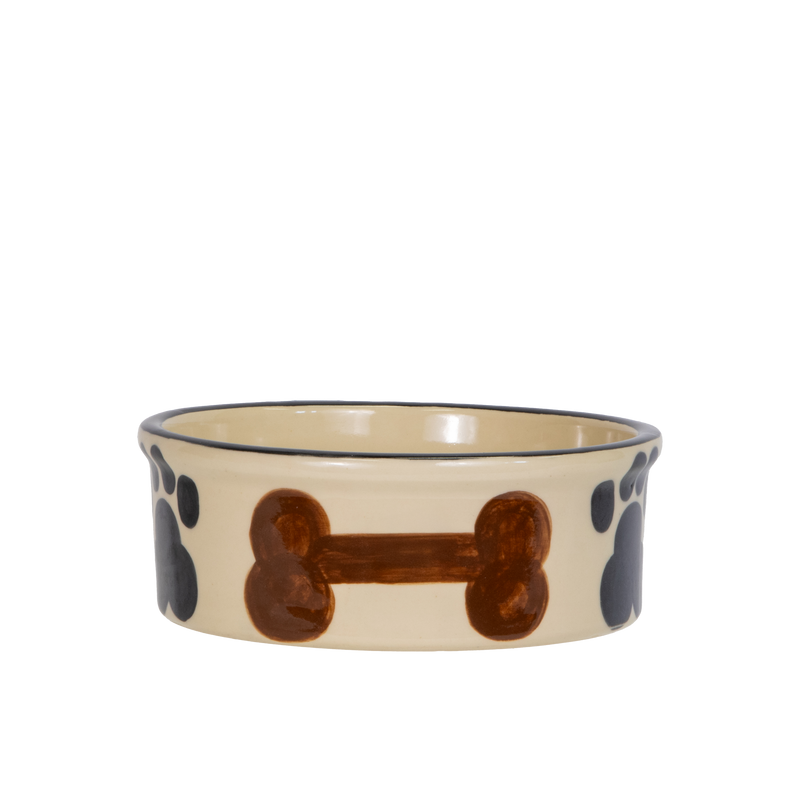 Medium Hand-Painted Dog Bowl - side view