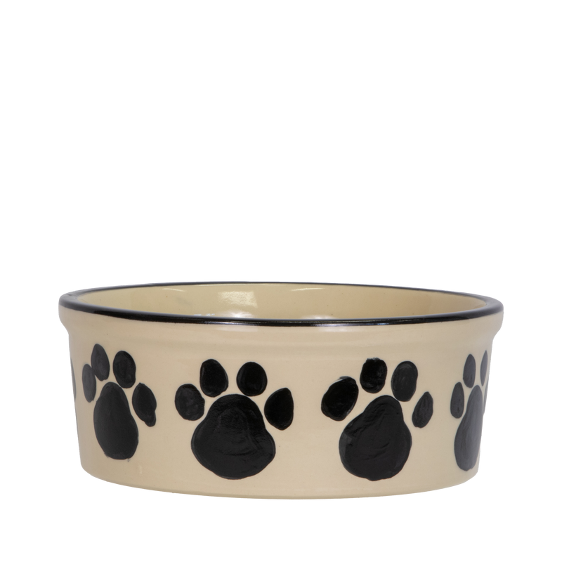 Pet Feeder ~ Large Black Hand-Decorated Dog Bowl