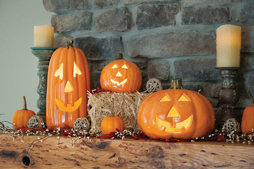 Halloween ~ Large Round Pumpkin (Pictured with Tall Pumpkin and Small Round Pumpkin)